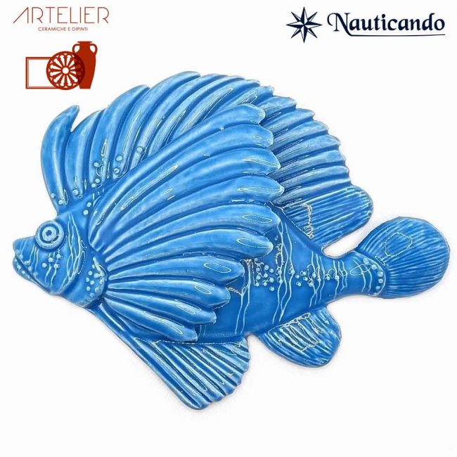 pesce pietra 18cm azzurro
